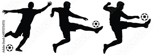 American football action silhouette series depicting dynamic player movements