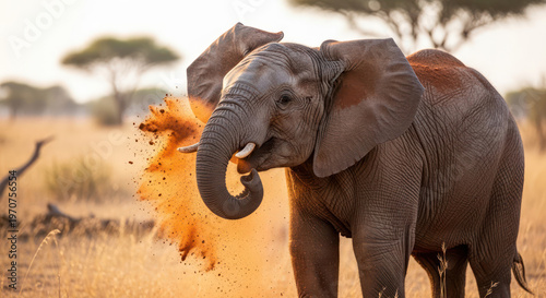 African Elephant Dust Bath A Majestic Creature in its Natural Habitat.