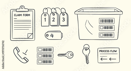 Security and access control sketch icons isolated on transparent background depicting various security elements