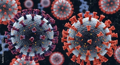 Microscopic view of the novel coronavirus SARSCoV2 virus particles.