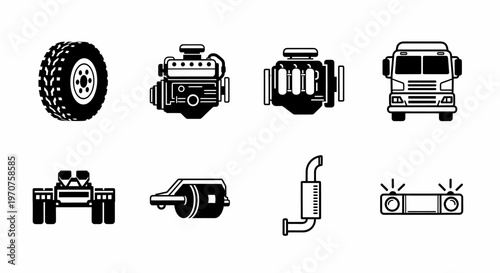 Collection of Truck and Automotive Parts Icons