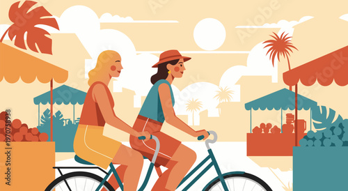 A calm woman enjoying a hot beverage in a cafe - vector illustration