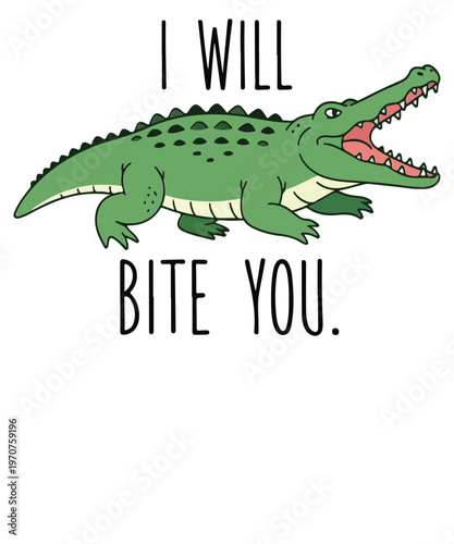 i will bite you Cartoon crocodile illustration
