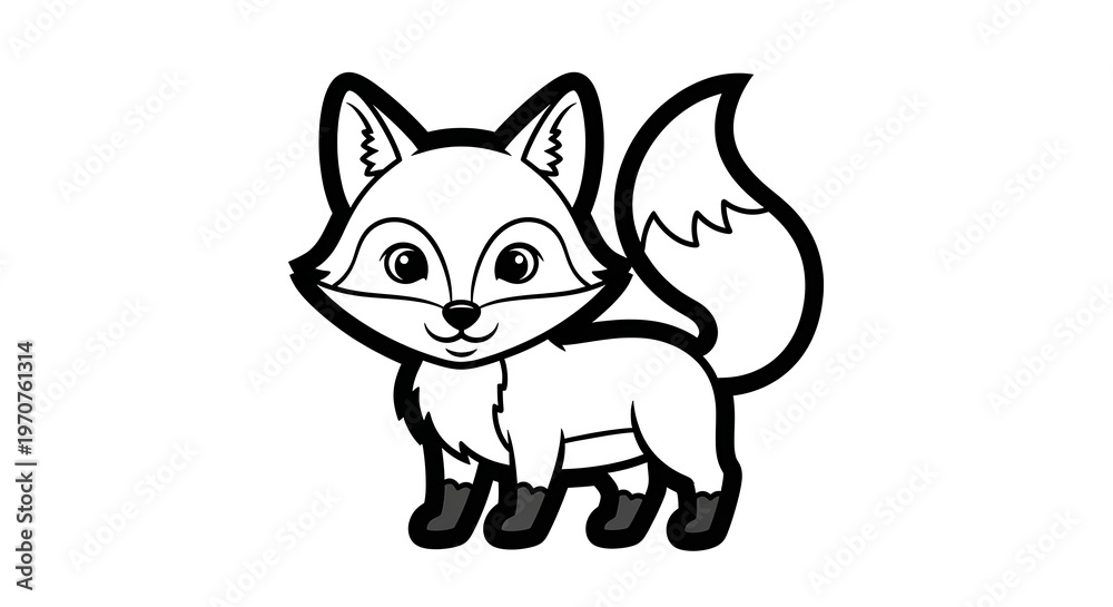 Fototapeta premium cute cartoon cat character with a happy smile and fluffy tail