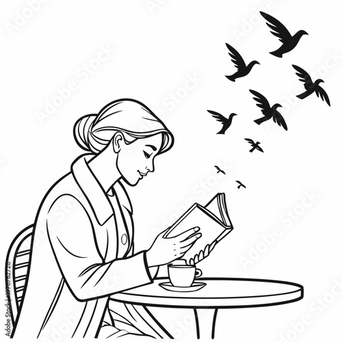 Books Turning Into Flying Birds coloring page