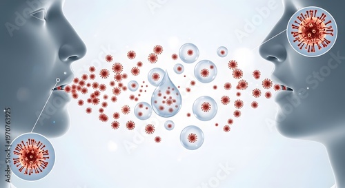 Φωτογραφία Virus Transmission Between Two People Through Airborne Droplets.