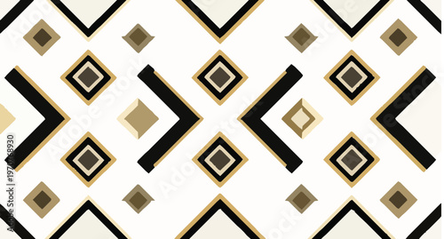 Retro Art Deco Geometric Seamless Pattern with Elegant Diamond Shapes in Minimal Style