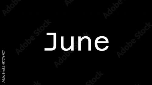 June Month Text Animation on Dark Background Simple and Clean