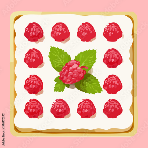 Healthy berry toast with fresh raspberries for a sweet and nutritious morning breakfast or snack meal - Vector Illustration