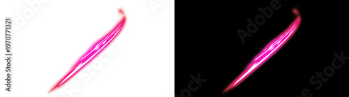Dynamic pink glow light effect on transparent and black background.