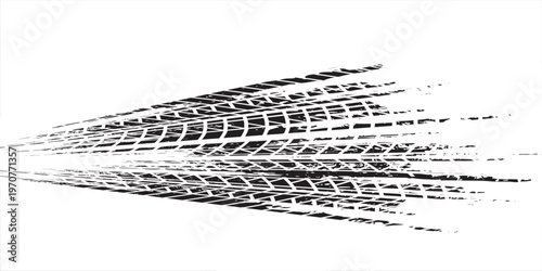 Tire tread marks, wheel textures, tire marks - car racing, motocross, drift, rally, off-road and others. Vector black isolated texture in grunge style with splashes.eps10