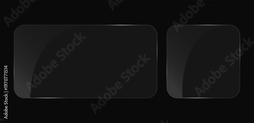 Square and Rectangle Light Glass Panel Border on Dark Background. Vector Illustration