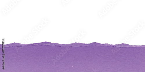 A horizontal strip of textured purple paper with a rough torn edge positioned against a plain white background