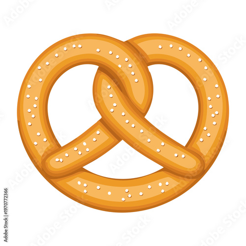 Traditional baked pretzel with golden crust for bakery shop menu and salty snack illustration and graphic design elements - Vector Illustration