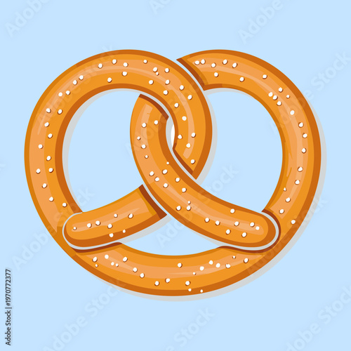 Classic salty pretzel for bakery advertisement and traditional German snack menu illustration and healthy food product branding - Vector Illustration