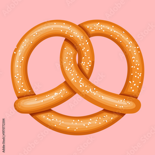 Traditional pretzel with crispy crust for bakery products marketing and salty snack menu design for festivals and fairs - Vector Illustration