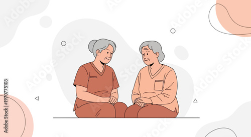 Elderly women sitting together, sharing a moment of connection and conversation.