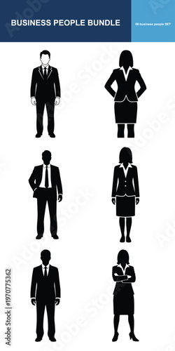 Business people silhouettes set for corporate use. Vector