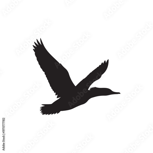 Common merganser flying silhouette vector flat illustration design.Adobe Illustrator Artwork