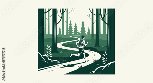 Runner Journeying Through Serene Forest: A Path Of Endurance And Tranquility
