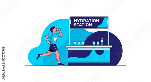 Runner Quenches Thirst At Refreshment Booth