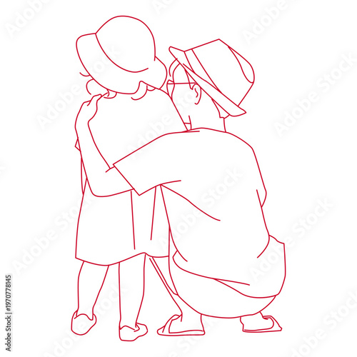 Brother Hugging Little Sister Beach Summer Moment