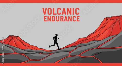 Runner's Energetic Volcanic Ascent: A Symbol of Perseverance and Athletic Determination