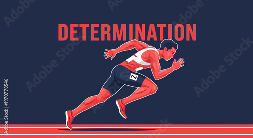 Runner's Energetic Sprint Depicting Determination and Athletic Endurance in Competition