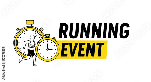 Runner's Illustration Depicting Speed, Time, and Running Event Competition Design