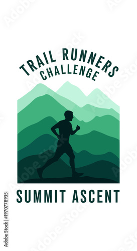 Silhouette Of A Runner Ascending A Mountain Trail Representing Challenge And Endurance