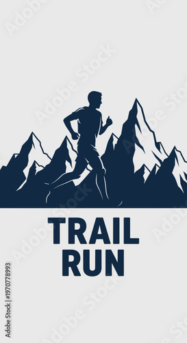 Silhouette Of A Runner Ascending Mountain Trail: An Emblem Of Endurance And Adventure