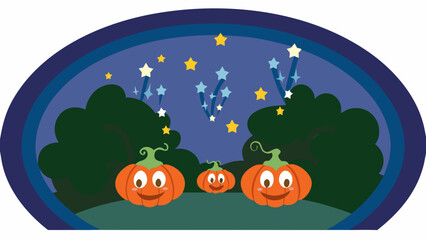 Crédence de cuisine  Smiling pumpkins under starry night sky with trees  © Ayasha