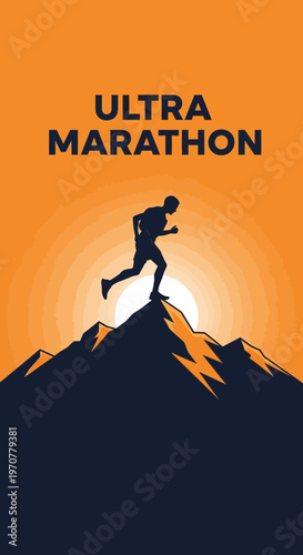 Silhouette Of A Runner Embarking On An Ultra Marathon Challenge Across Mountain Ridges