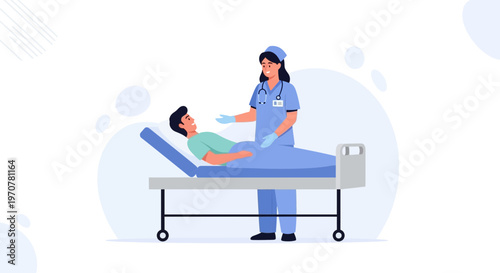 Nurse Caring for Patient in Hospital Bed, Medical Healthcare Concept