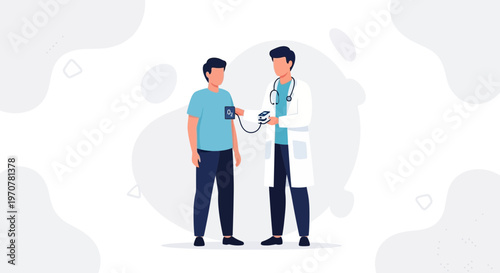 Doctor measuring patient's blood pressure, medical check-up, healthcare concept