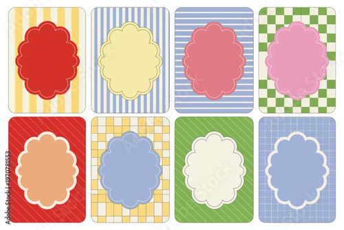 Wavy Scallop Frame Set with Wave Border Shapes and Scalloped Edges, Retro Vector Patterns, Cute Colored Frames for Decorative Design, Scrapbook, Cards and Creative Layouts