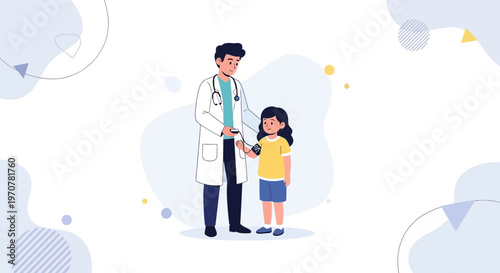 Doctor checking child's blood pressure, pediatric healthcare, medical checkup, doctor visit