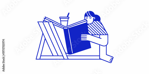 Woman reading a book while relaxing on a deck chair