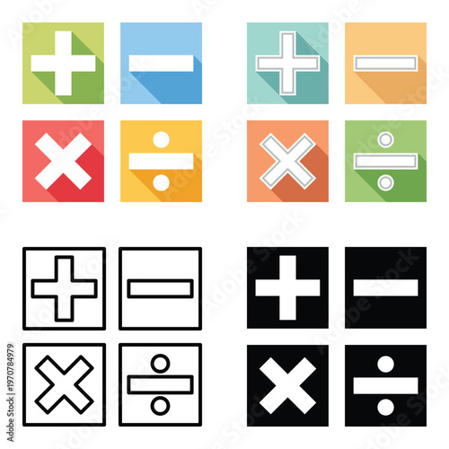Mathematics Calculator Icon Set Education Symbol Vector Illustration Design