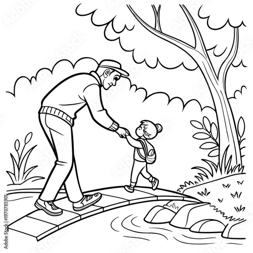 Father as a Living Bridge coloring page