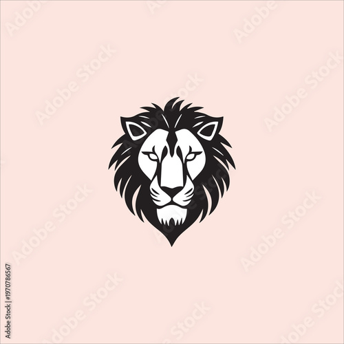 Detailed Black Ink Lion Head Logo