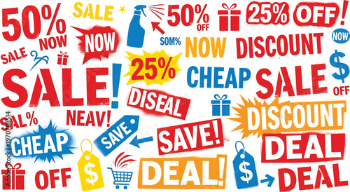 Discount Sale Signs with Cheap and Save Deals