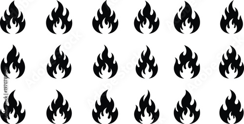 Black Flames Isolated on White Background