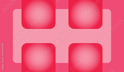 Vibrant pink abstract design with rounded squares and gradient effect on colored background