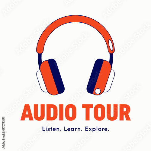 Headphones icon for audio tour in modern flat design