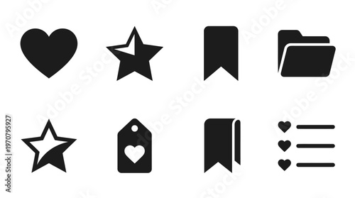 Favorites & Saved Icons – Heart, Star, Bookmark, List