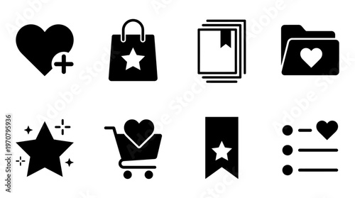 Favorites & Saved Icons – Heart, Star, Bookmark, List