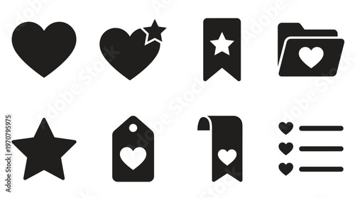 Favorites & Saved Icons – Heart, Star, Bookmark, List