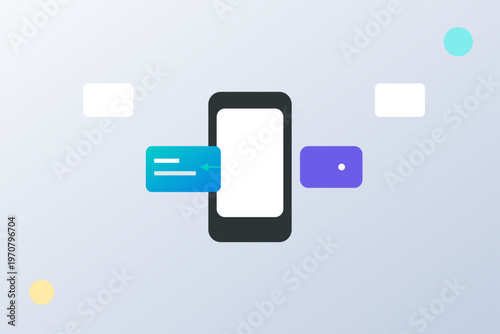 Set of vector web icons on a smartphone display representing a social media network concept for modern mobile business communication and internet technology design