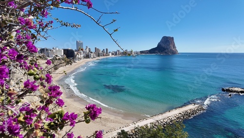Canvastavla Calpe, Peñon de Ifach, Alicante, playa de Calpe con su impresionante peñon de If